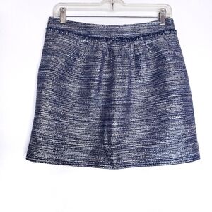 Gap Navy Blue Gray Metallic Textured Mini Skirt With Pockets Women's Size 4